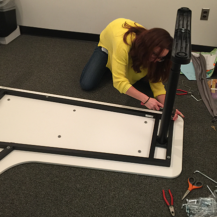 Lisa D'elia building a desk.