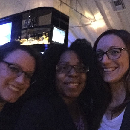 Sarah Coffey, Charlene Nolasco and Lisa D’Elia at the 2016 Holiday party