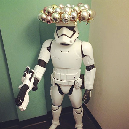 Stormtroopers getting into the festive spirit of the holidays