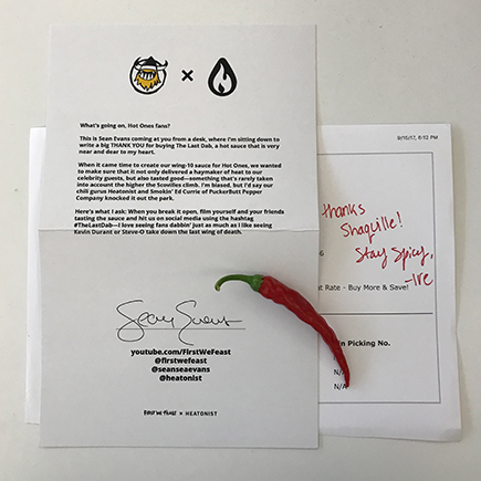 A letter from hot sauce enthusiast, Sean Evans.